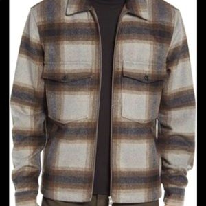 All Saints Men’s Vonroe Plaid Flannel Shirt Jacket- Size Medium